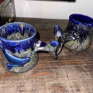 Doug Wylie Pottery Whale Tail Drip Glaze Pr Mugs